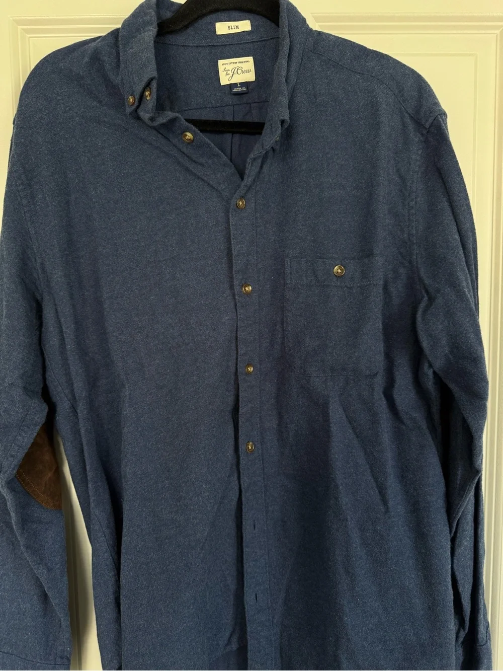 J. Crew Men’s Navy Button-Down with Elbow Patches